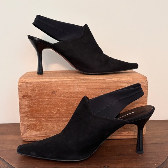 Donald J Pliner Black Suede Sling back Pumps US 8 1/2 M - Picture 1 of 6